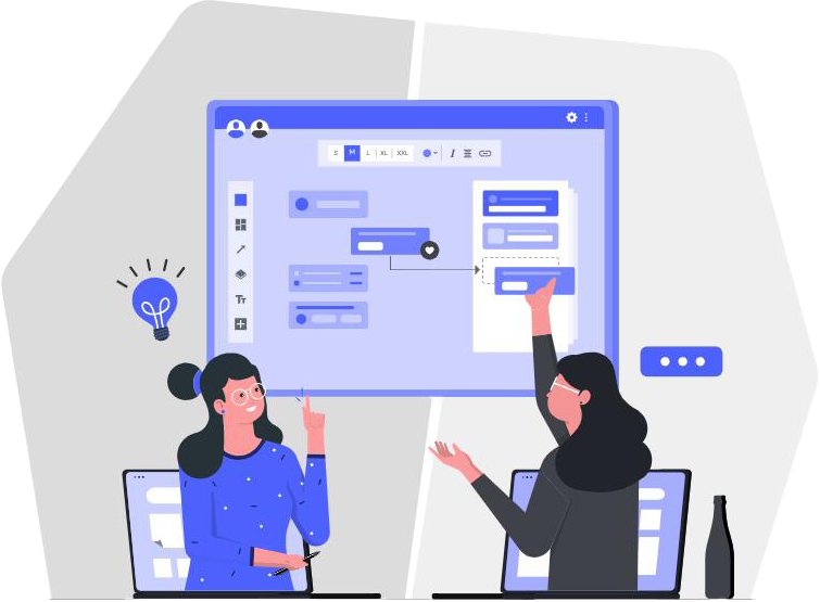 Illustration : deux collaboratrices construisent ensemble un plan d’action